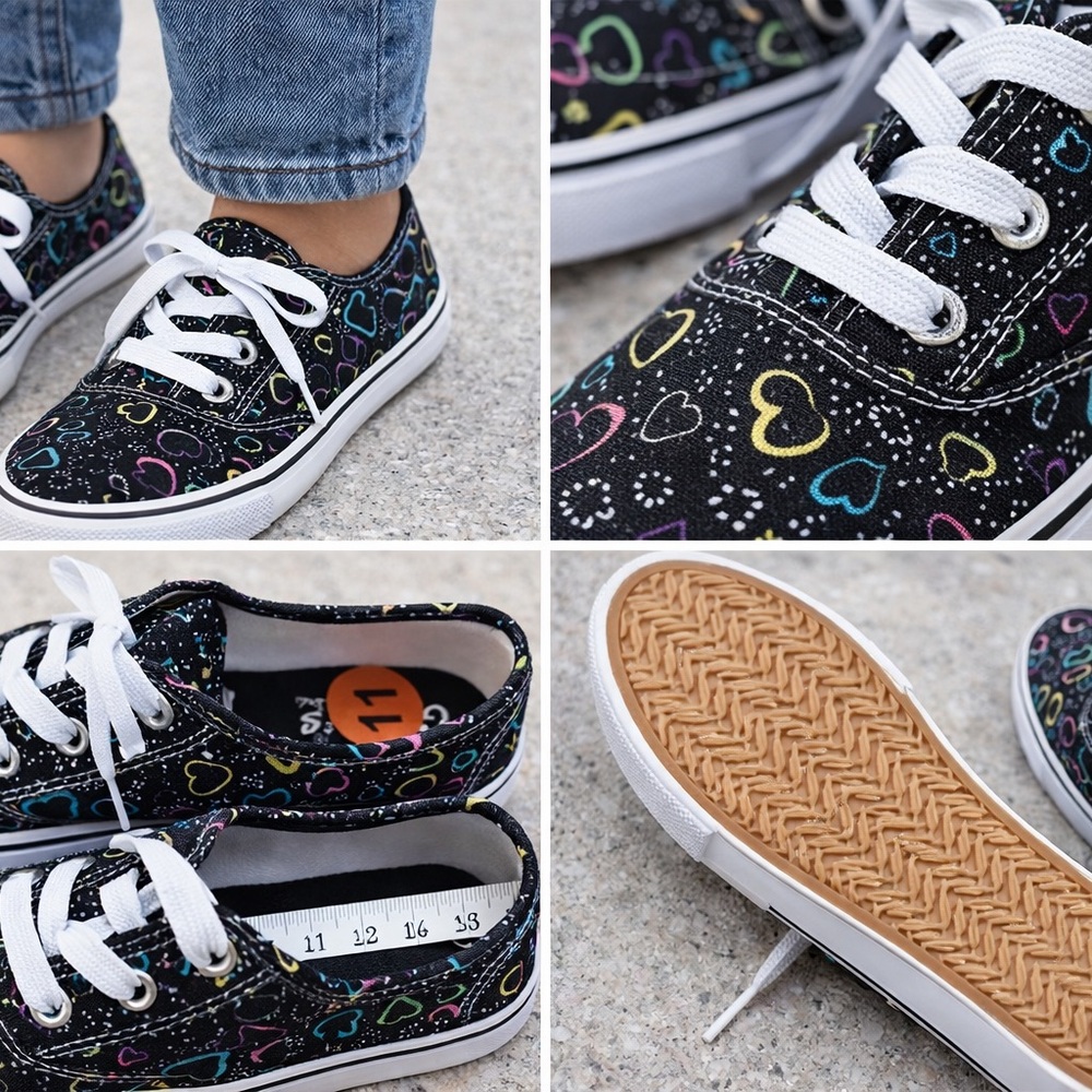 Colorful Heart Pattern Kids Shoes